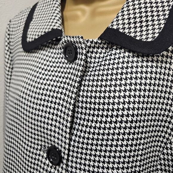 Houndstooth Blazer Womens 14 Office Career Plus Black White Full Swing Academia - Picture 1 of 8
